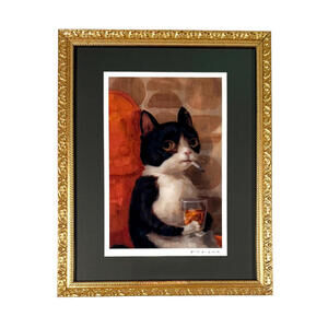Alison Friend -Little Reggie- Limited Edition Tuxedo Cat Art Print Framed COA